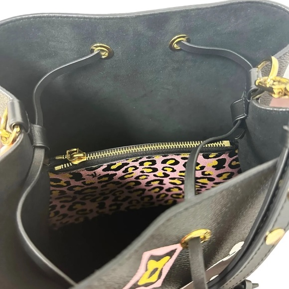 Louis Vuitton Neo Noe Black Bucket Bag Wild at Heart Giant Monogram MK Leopard - Picture 8 of 11